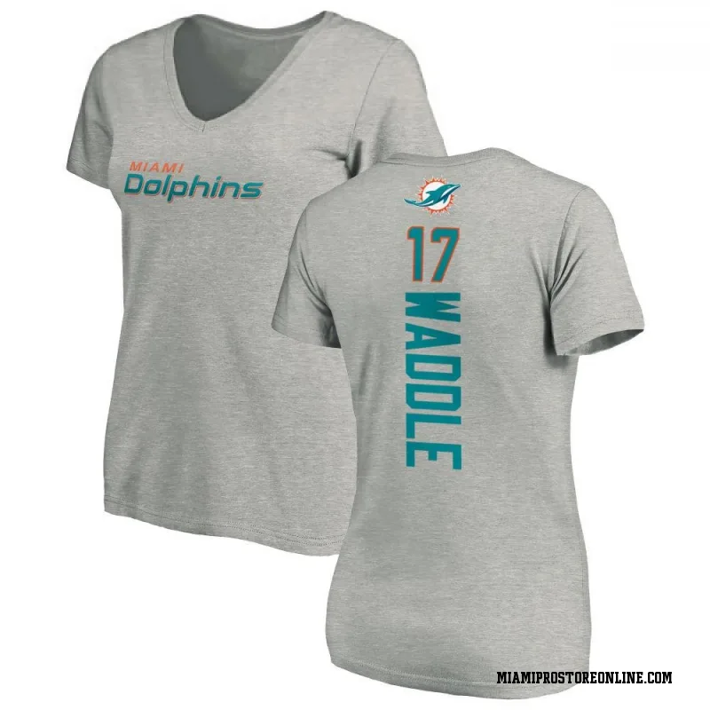 Ash Women's Jaylen Waddle Miami Dolphins Backer V-Neck T-Shirt
