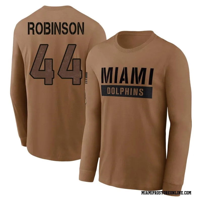 Brown Youth Chop Robinson Miami Dolphins 2023 Salute To Service Long Sleeve T-Shirt