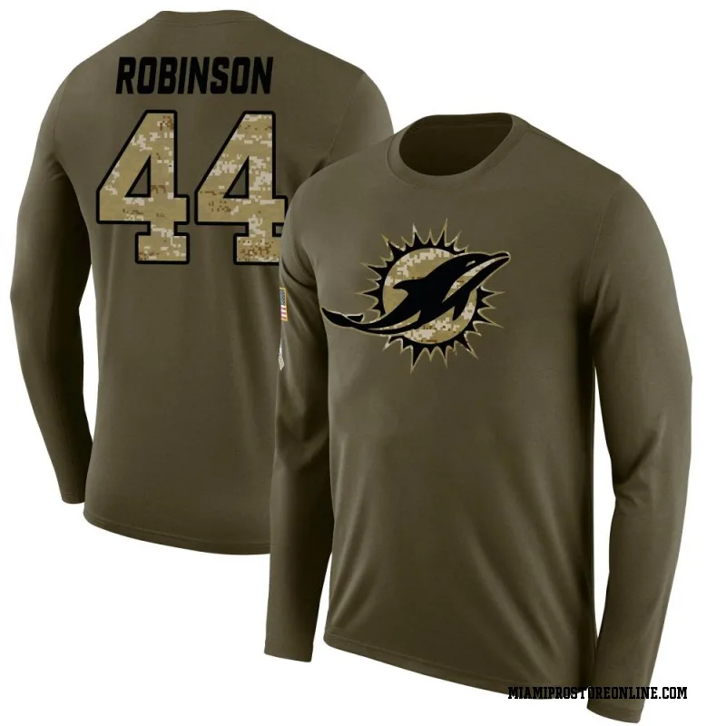 Olive Men's Chop Robinson Miami Dolphins Salute to Service Sideline Legend Long Sleeve T-Shirt