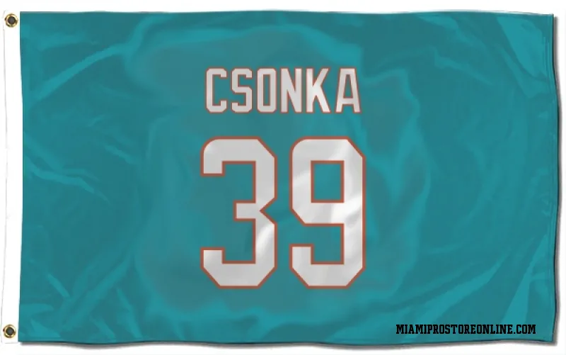 Aqua Miami Dolphins  Larry Csonka  Flag (3 X 5)