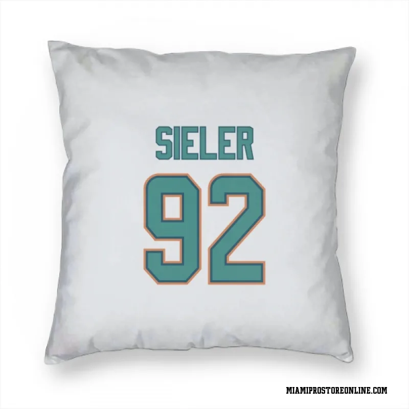 White Miami Dolphins  Zach Sieler  Pillow Cover (18 X 18)
